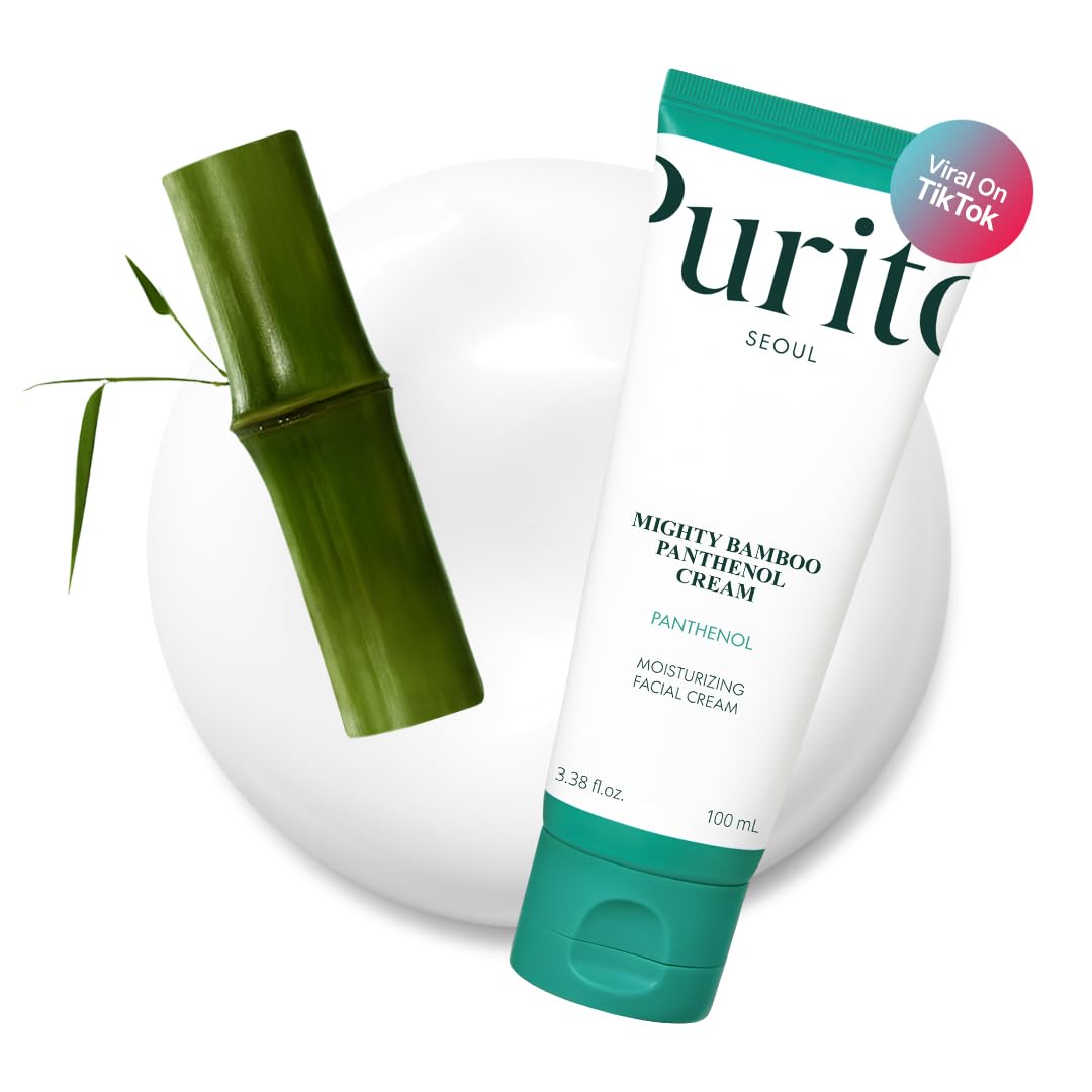 PURITO Post-Acne Moisturizer, Recovery & Glow Boost, Silicone-Free, Non-Comedogenic, Vegan, Korean Skincare, Mighty Bamboo Panthenol Cream, 3.38 fl oz / 100ml - Medaid International