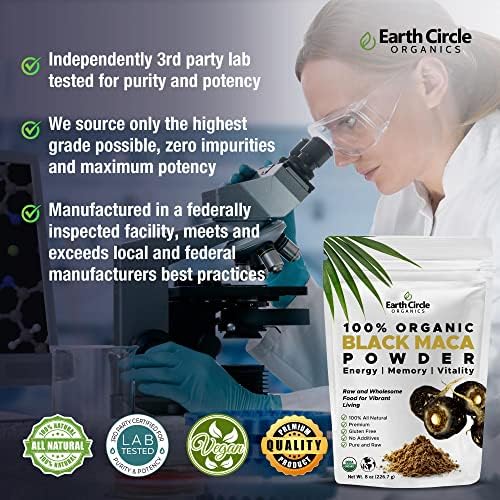Earth Circle Organics Black Maca Peruvian Root Powder and Yellow Maca Root Powder Bundle - Energizing Superfoods for Vitality, Stamina & Nutrient Support - 1 Pound Each, Vegan and Sustainably Sourced - Medaid International