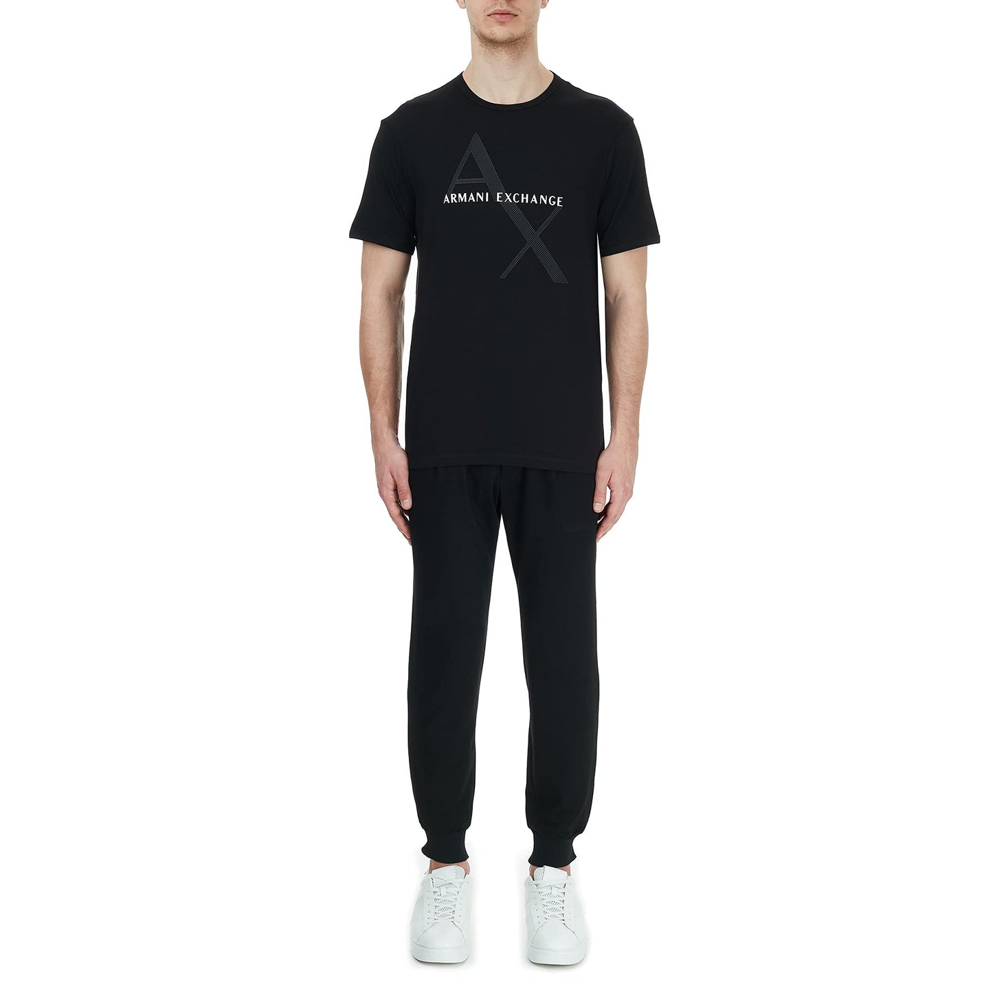 Armani Exchange Men's Crew Neck Logo Tee T Shirt, Black, Large - Medaid International