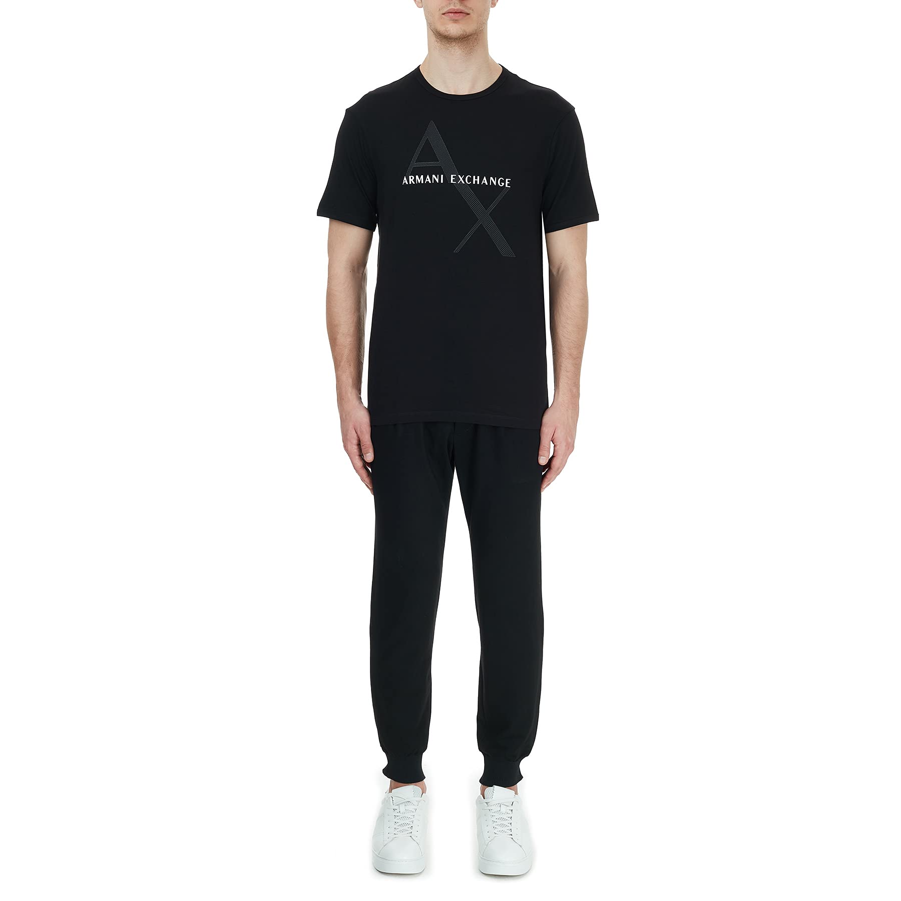Armani Exchange Men's Crew Neck Logo Tee T Shirt, Black, Large - Medaid International