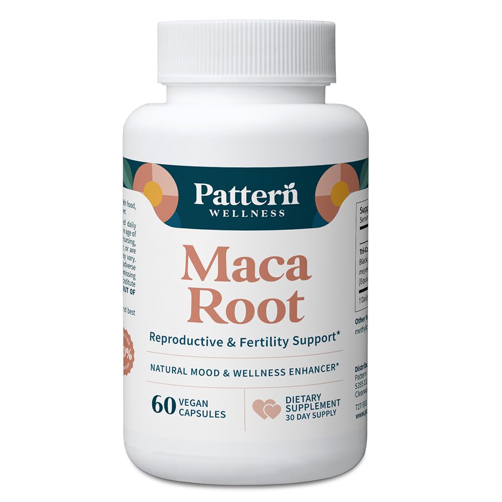 Pattern Wellness Maca Root Extract 20:1 (10,000 mg Equivalent) – for Men & Women – Tri-Color Black/Red/Yellow Blend – 60 Vegan, Non-GMO Capsules - Medaid International