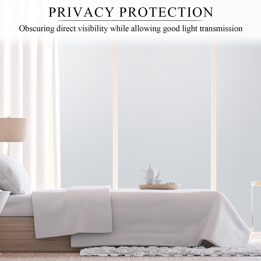 Arthome Frosted Window Film,17.5x100 inch Privacy Film No Glue Static Cling Self-Adhesive Anti UV Decorative Film for Living Room Bathroom Bedroom Home Kitchen Office - Medaid International