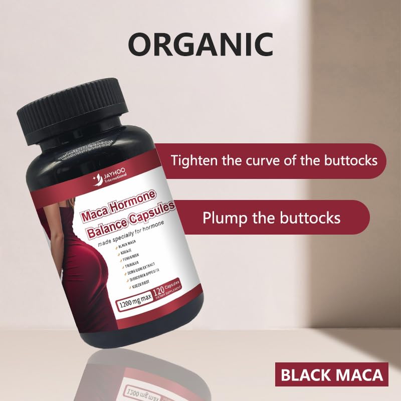 JAYHOO Black Maca Root Capsules, Immune Support Supplement, 120 Capsules, Hip Enlargement Formula for Women, GMP Certified, Made by Anhui Jiahong Health - Medaid International
