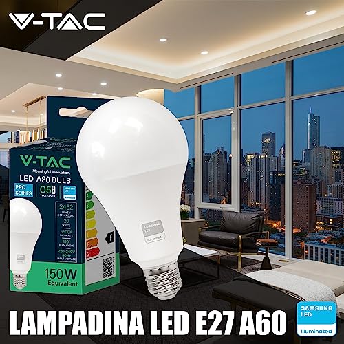 V-TAC - LED Light Bulb A80 20W, 2452 Lumen, Energy Efficient, 4000K Neutral White