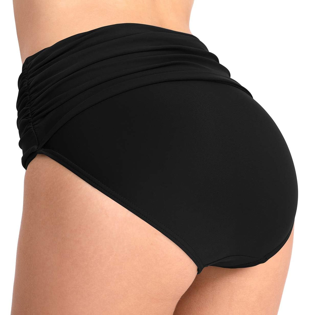 TERRIFI Women High Waisted Bikini Bottoms, Tummy Control Swim Bottoms with Ruched Design, Full Coverage High Rise Swimsuit Bottoms, Flattering and Comfortable Fit, Ideal for Beach and Pool