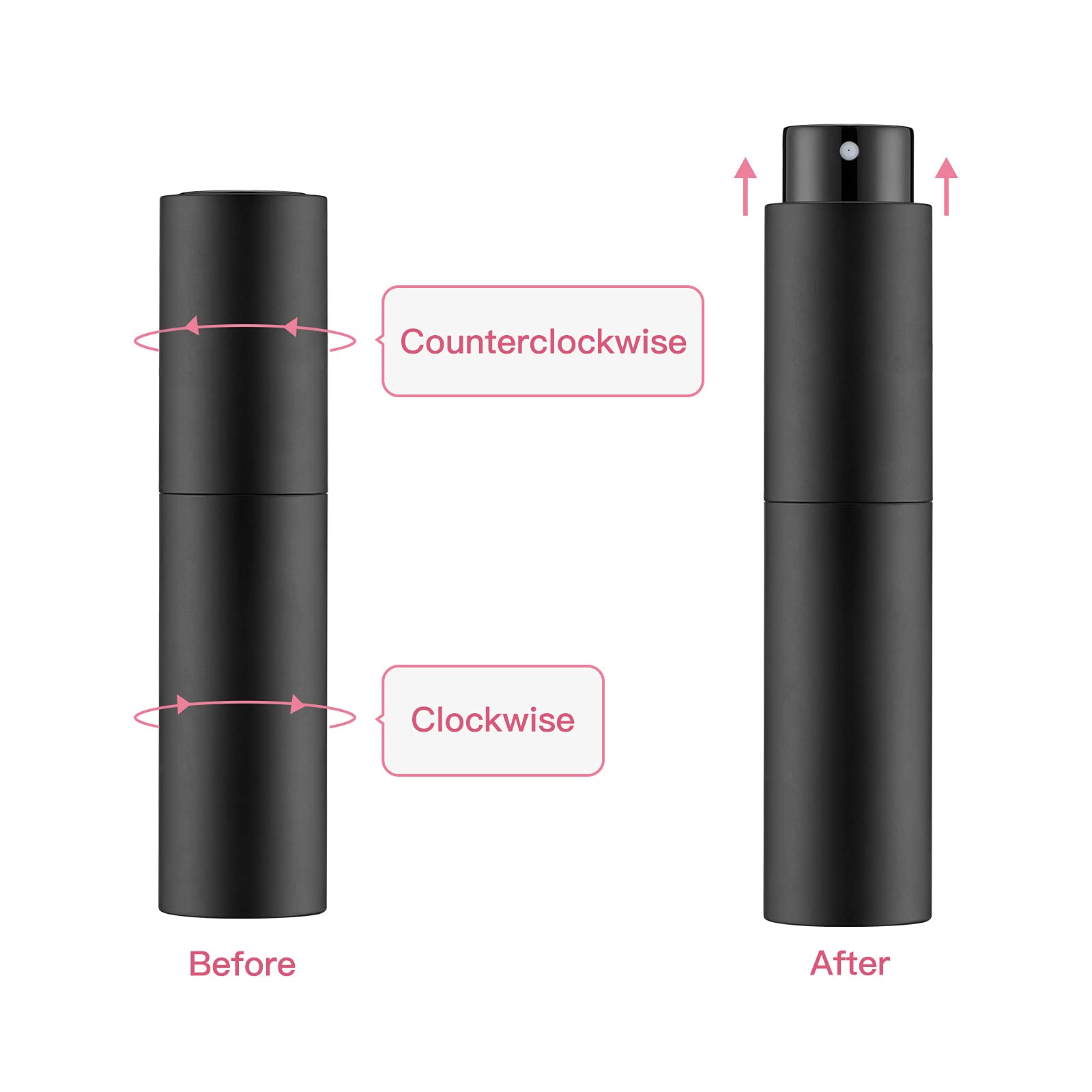 Tekson 10ml Travel Perfume Atomizer Refillable, Mini Cologne Spray Bottle Empty, Small Coffee Spray Bottle (Black) - Medaid International