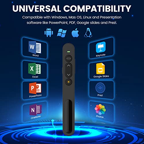 Rioicc - 2.4GHz Wireless Presentation Clicker with Hyperlink & Volume Control
