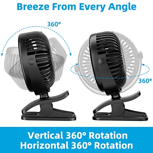 Benpen - Portable Clip Table Fan with 2200 mAh Battery, Lightweight Design