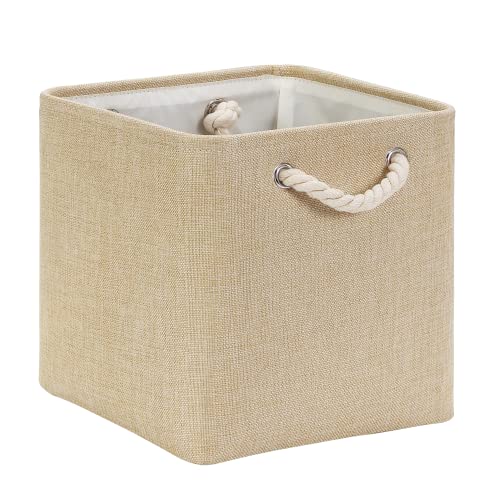 XnqPouha - Collapsible Canvas Cube Storage Box 30x30x30cm, Grey Beige