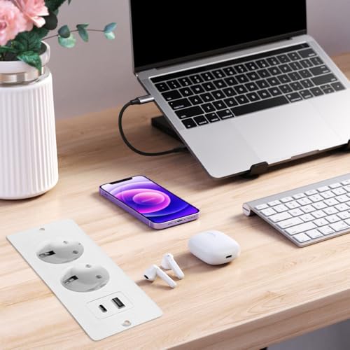 Fengq - Recessed Power Strip with USB C, 4-in-1 Design, 2M Cord