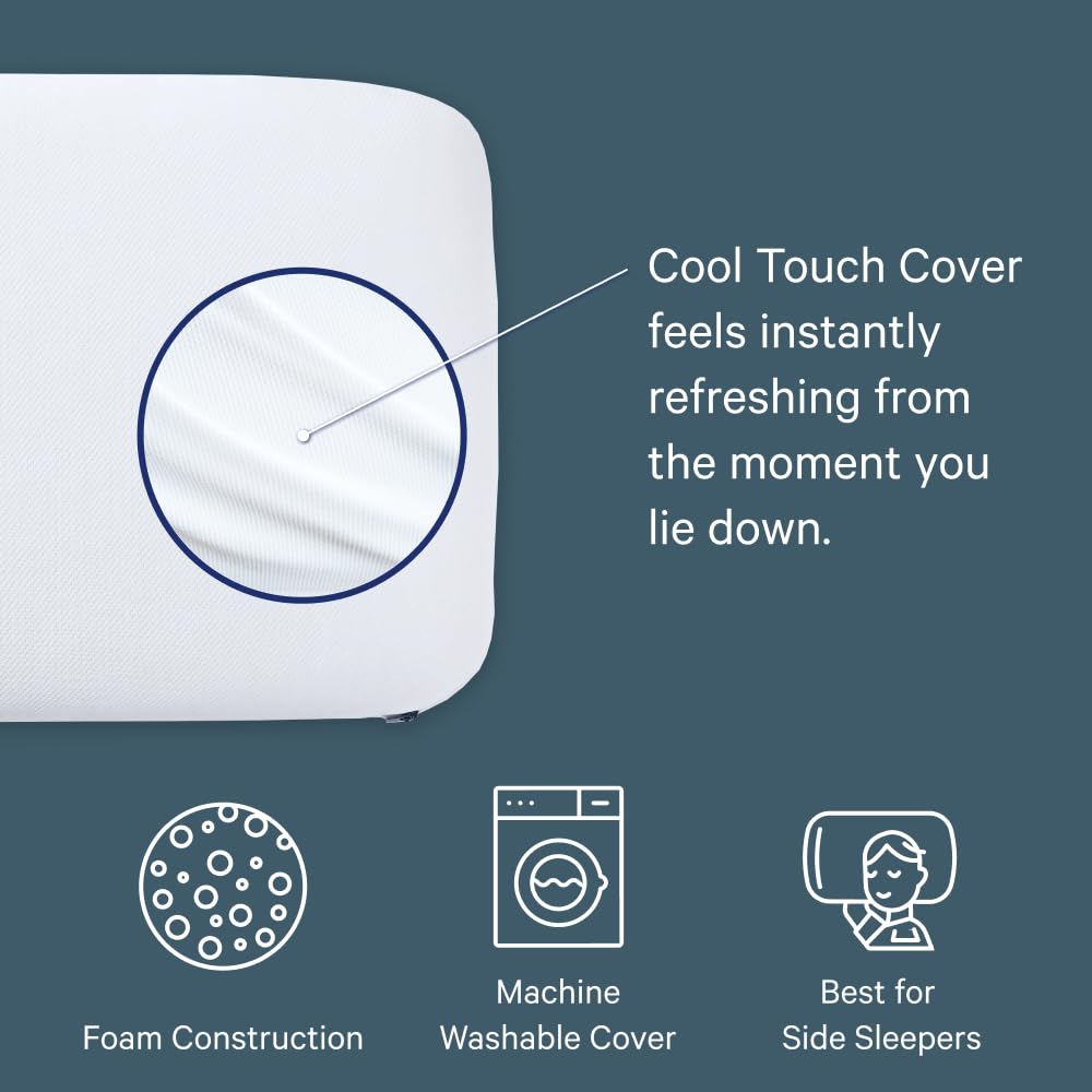 Casper Sleep Standard Foam Pillow – Cooling Memory Foam, Supportive Comfort for Side Sleepers, Breathable & Pressure-Relieving - Medaid International