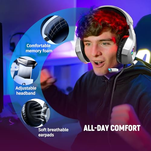 Ozeino - 7.1 Surround Sound Gaming Headset with Noise Canceling Mic & LED Lights