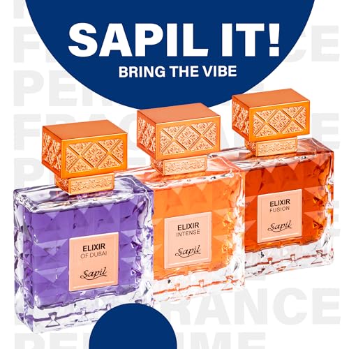 Sapil Elixir Intense Unisex Eau De Parfum – Fresh Spicy Rose Blend with Vanilla & Amber – Long-Lasting Premium Arabic Perfume for Men & Women – 3.38 oz - Medaid International