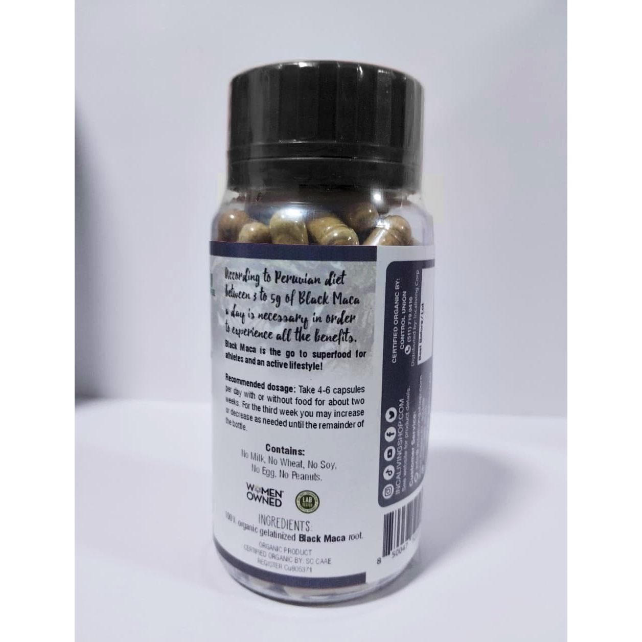 Incaliving- Premium Black maca Veggie caps 120ct.100% Organic Authentic maca from Peru: Gluten Free Non GMO, take After a Workout or Early in The Mornings. - Medaid International