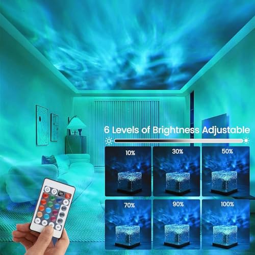 Wezoshinet - Ocean Wave Water Lamp with 3D LED Projection, USB Powered for Bedroom