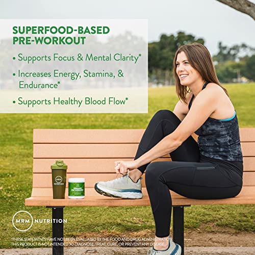 MRM Nutrition Organic Pre-Workout Powder | Black Cherry Flavored | Superfoods + 150mg Natural Caffeine + adaptogens | Clean Energy + Focus| Healthy Blood Flow | Vegan + Non-GMO | 20 Servings - Medaid International