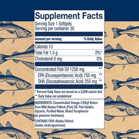 Wiley's Finest Wild Alaskan Fish Oil Peak EPA - Triple Strength Peak EPA & DHA Supplement - 1000mg Fish Oil - Omega-3s for Joint Health Support - 30 Softgels (30 Servings) - Medaid International