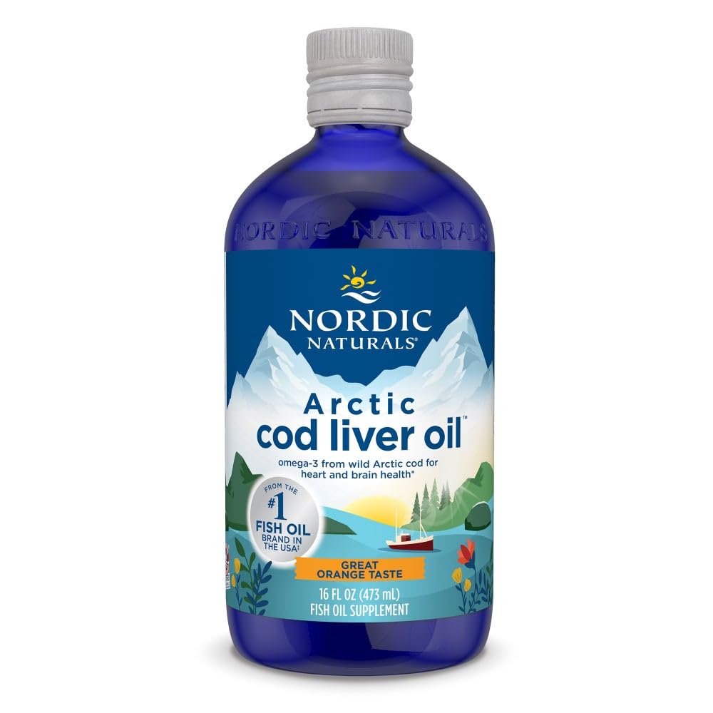 Nordic Naturals Arctic Cod Liver Oil, Orange - 16 oz - 1060 mg Total Omega-3s with EPA & DHA - Heart & Brain Health, Healthy Immunity, Overall Wellness - Non-GMO - 96 Servings - Medaid International