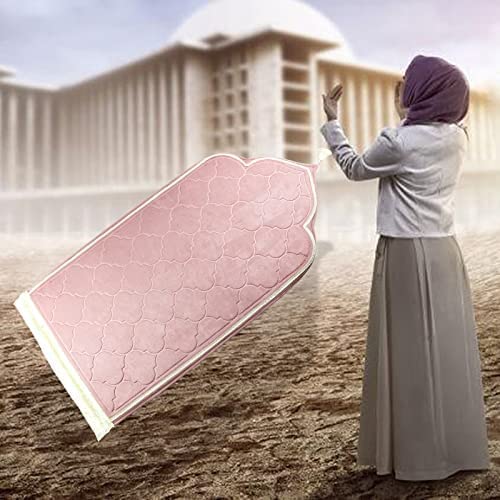 Muslim Prayer Mat, Thick Soft Velvet Muslim Rug, Portable Muslim Prayer Rug, Turkish Prayer Carpet,Janamaz Sajada Carpet for Men and Women Plain Solid Prayer Mat Ramadan Eid Gift. (Beige) - Medaid International