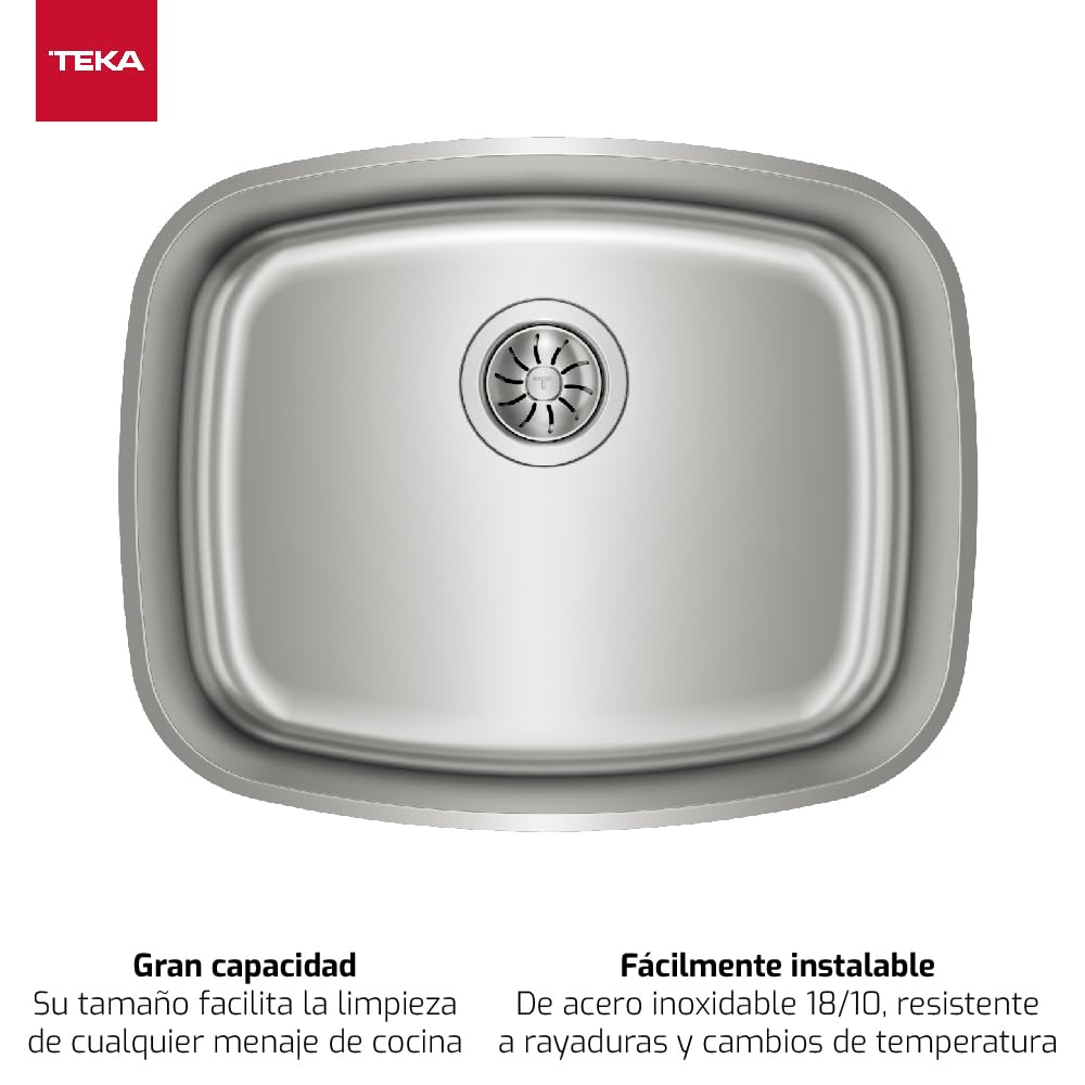 TEKA BE 50.40 Max - Undersink, 1 Sink, Low Worktop, Sink 60 cm, Depth 20 cm, Stainless Steel Sink