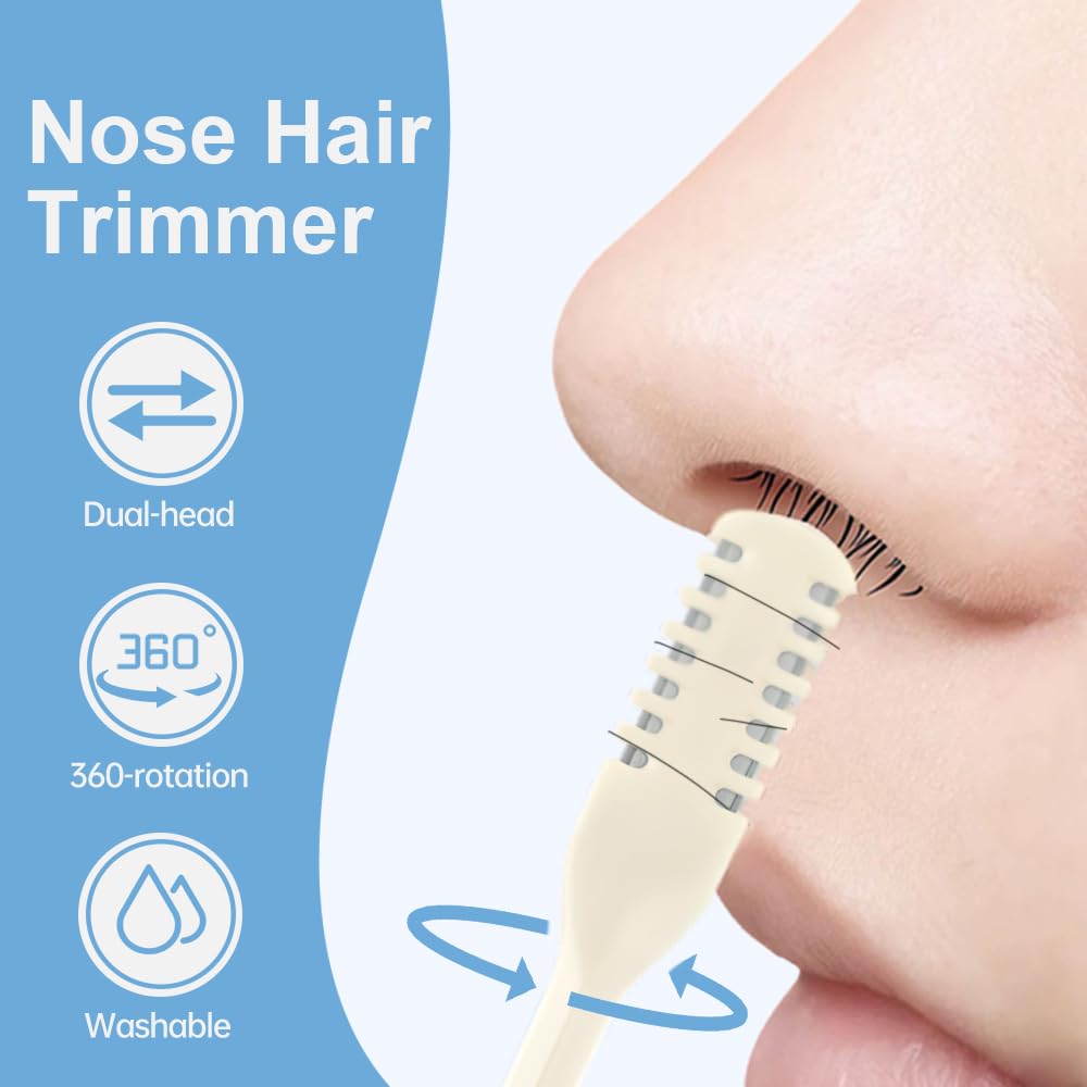 Medech 3PCS 2-in-1 Nose Hair Trimmer Nasal Hair Cutter for Women Men, 2025 Upgraded Manual 360° Rotating Nostril Hair Removal Tool Double Sided Nose Hair Blade,Travel Essentials (Apricot, 3pcs) - Medaid International