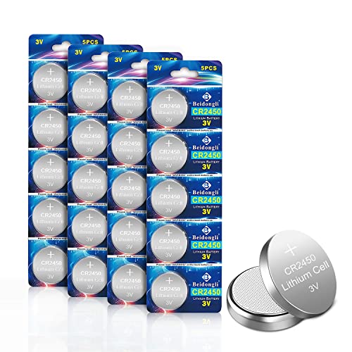 Beidongli - CR2450 3V Lithium Button Cells, 20 Pack, 650 mAh, 5 Year Warranty