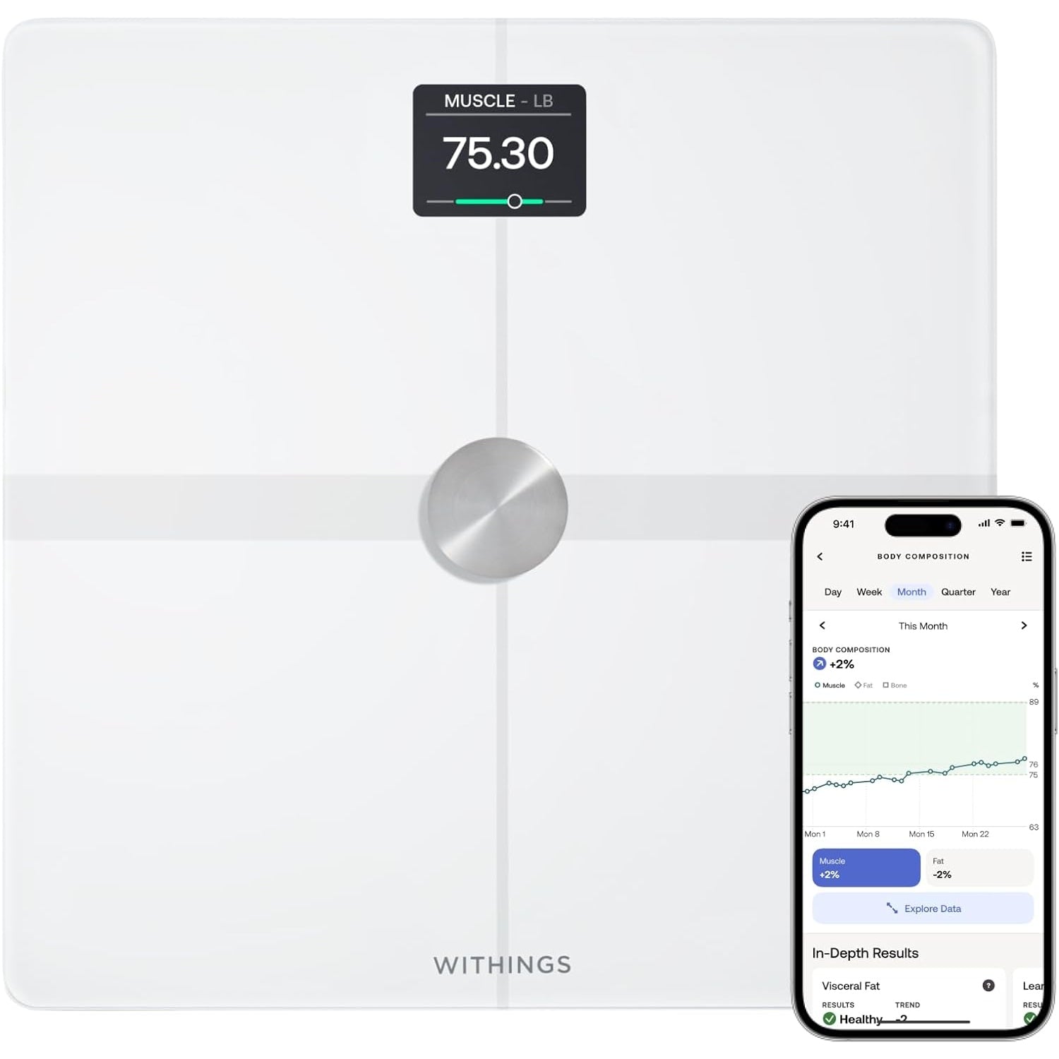 WITHINGS Body Smart - Accurate Scale for Body Weight and Fat Percentage, Body Composition Wi-Fi and Bluetooth Weight Scale, Baby Weight Scale, Smart Scale Apple Health Compatible, Bathroom Scale - Medaid International