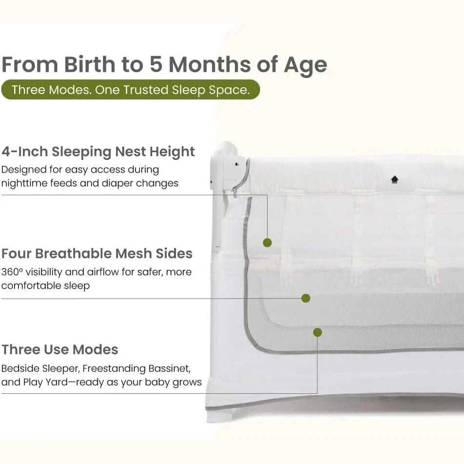 Miila - 3in1 Magic Fold Baby Playpen & Bassinet - Portable - One Hand Fold - Breathable Mesh - Beige