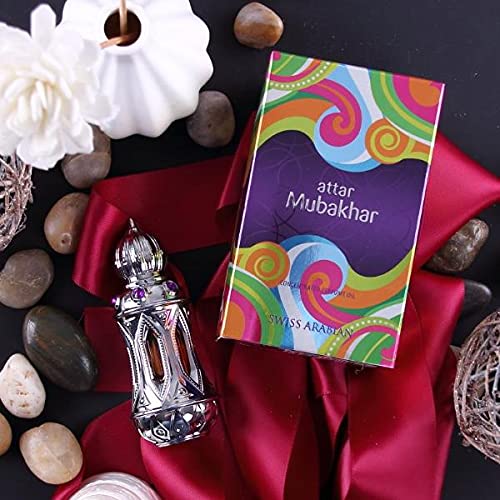 Swiss Arabian Attar Mubakhar - Luxury Products From Dubai - Long Lasting Perfume Oil for Unisex - Blend of Bergamot, Mandarin, Jasmine and Patchouli - Perfect for Date Night or Evening Out - 0.67 oz - Medaid International