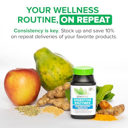 Zenwise Health Digestive Enzymes for Gut Health & Bloating Relief - Multi Enzymes Digestion Supplement with Probiotics, Bromelain & Papaya for Digestive Health Support - Men & Women - 45 Count - Medaid International