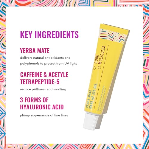 Good Molecules Yerba Mate Wake Up Eye Gel - Hydrating Under Eye Gel Cream with Hyaluronic Acid and Caffeine - Target Dark Circles and Puffiness - Skin Care for Face - Medaid International