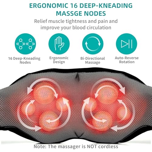Nekteck - Shiatsu Neck and Back Massager with Soothing Heat & Deep Tissue Relief