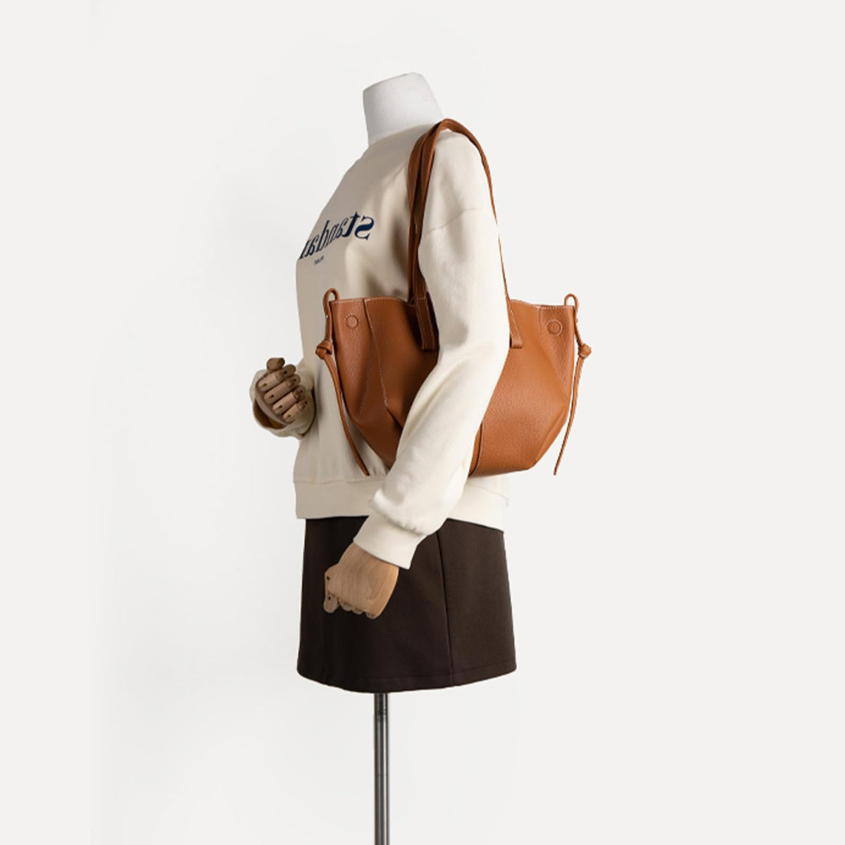 KASTWAVE Tote Bag for Women, Tote Shoulder Bag, Small Leather Tote Bags, Trendy Dumpling Bag, Hobo Purse Shoulder Handbags, Great Gift for Womens (Brown)