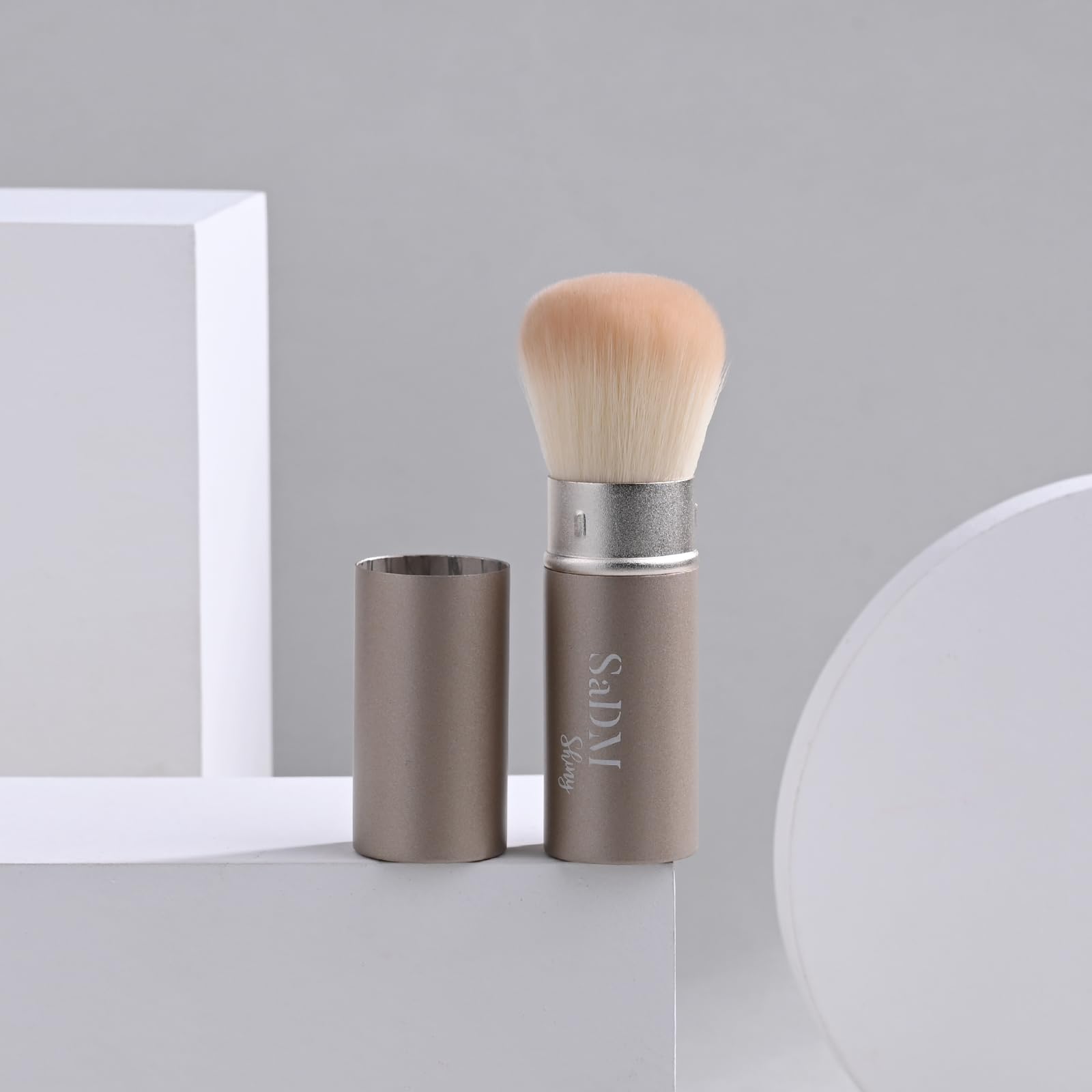 Retractable Kabuki Makeup Brush - Blender Brush for Powder, Cream, Liquid Foundation, Sunscreen, Blush Blending & Bronzer - Professional Make Up Brush - Full Face Makeup Brush - Vegan & Cruelty Free - Medaid International