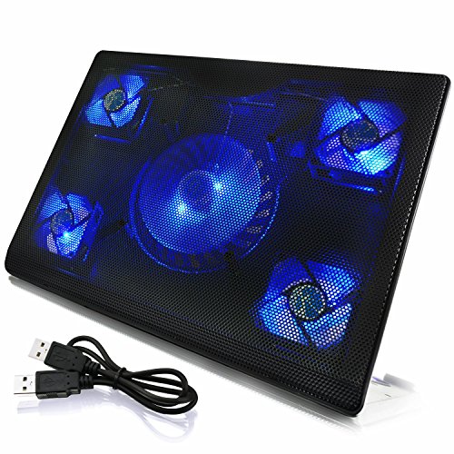 Aabcooling - NC84 Laptop Stand with 5 Cooling Fans, Blue LED Lights, Stable Design