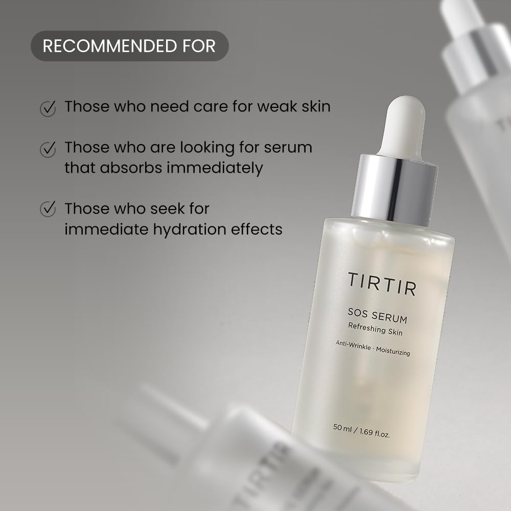 TIRTIR SOS Serum - Radiant Glow Boosting Face Serum - Plumping, Anti Aging, Hydrating - Visibly Smooth and Glowy Skin - Fragrance Free for All Skin Types, 1.69 fl.oz. - Medaid International
