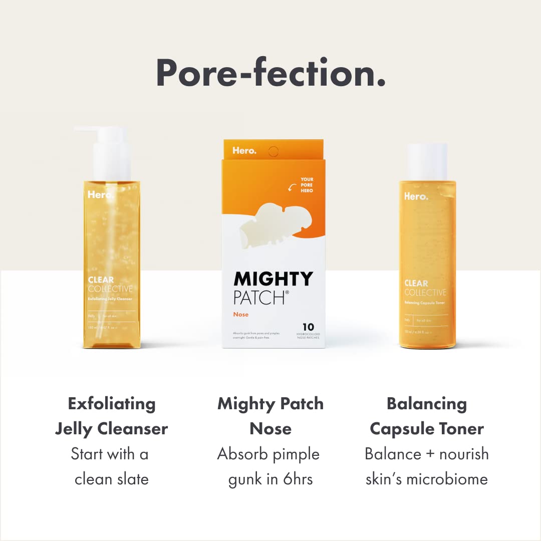 Mighty Patch Nose Pimple Patches from Hero Cosmetics, Large Hydrocolloid Pore Strips, Dermatologist Approved, Overnight, Pimple Stickers to Absorb Acne Nose Gunk, 10 Count - Medaid International
