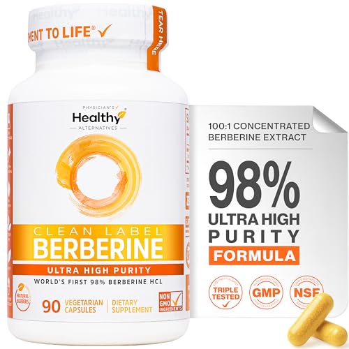 Clean Label Berberine, Ultra High Strength Berberine Supplement 100x More Concentrated | 98% Berberine HCl, Highest Purity in US | 500mg Capsules | Triple Tested | Made in USA, cGMP Certified - Medaid International