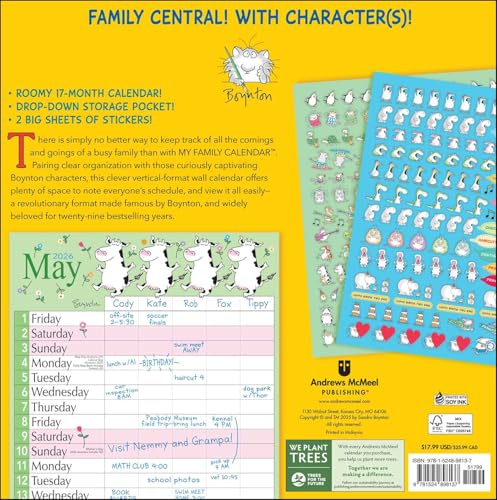 Sandra Boynton's 17-Month 2025-2026 My Family Wall Calendar - Medaid International