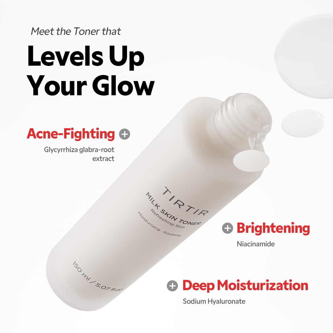 TIRTIR Milk Skin Rice Toner - Deep Moisturizing, Hydrating and Refreshing for face, Niacinamide, Ceramide, Rice Bran Extract, Nature-Oriented Ingredients, Korean Skin Care, Vegan, 150ml / 5.07 fl.oz. - Medaid International