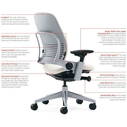 Steelcase Leap Office Chair, Black Frame and Buzz2 Cyan Fabric - Medaid International