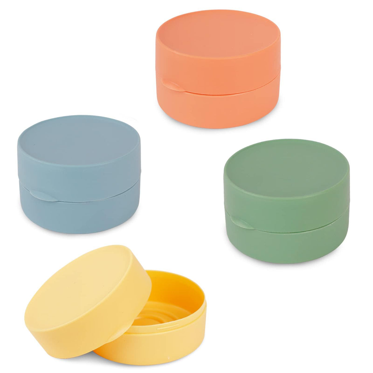 TERRIFI Travel Soap Box Holder Case, 4 Pcs Portable Leak Proof Round Soap Dishes Container with Lid for Shower Gym Bathroom(4 Small)