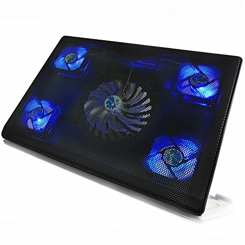 Aabcooling - NC84 Laptop Stand with 5 Cooling Fans, Blue LED Lights, Stable Design