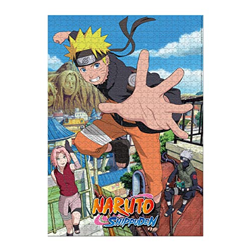Winning Moves - Naruto Shippuden Konoha Jigsaw Puzzle, 1000 Pieces, High-Quality Artwork, Perfect for Fans
