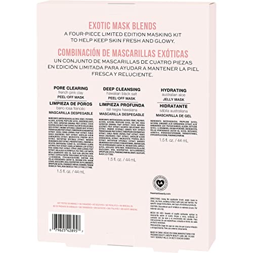 Freeman Exotic Blends Facial Mask 4 Piece Set, Peel-Off & Jelly Masks, Cleansing, Pore-Clearing & Hydrating Facial Masks, For All Skin Types, Includes Silicone Mask Brush, Vegan & Cruelty-Free - Medaid International