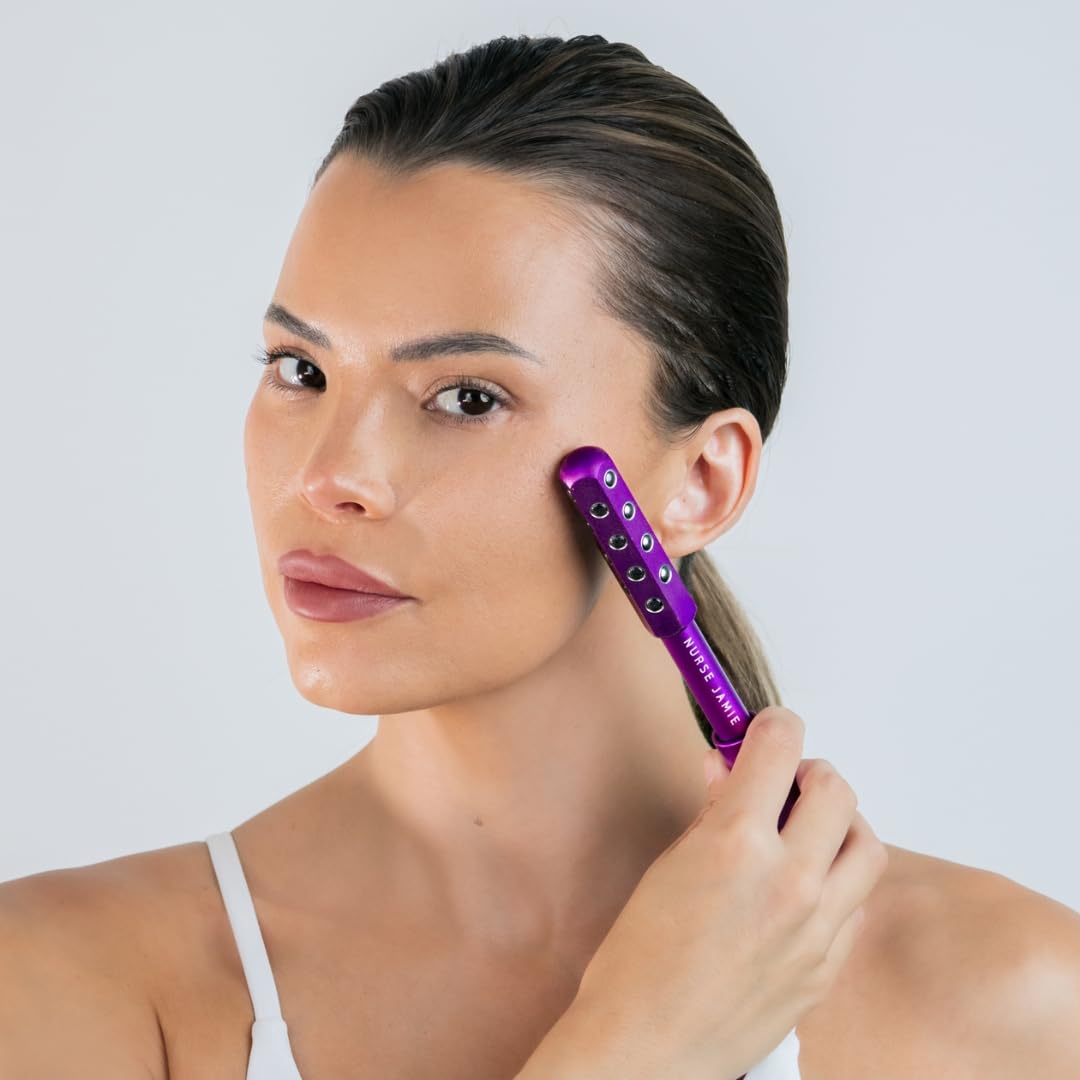 Nurse Jamie Uplift Facial Massaging Beauty Roller – Purple - Facial Massager with 24 Stones for Sculpting, Firming & Reducing Puffiness - Medaid International