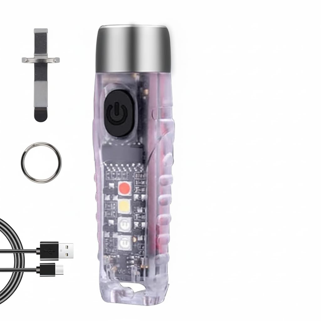MAKINGTEC Mini LED Flashlights USB Rechargeable Small Keychain Flashlight with 11 Modes of Main & Side Light, Portable Pocket EDC Flash Light for Daily Using, Backpacking, Camping, and Hiking, etc.
