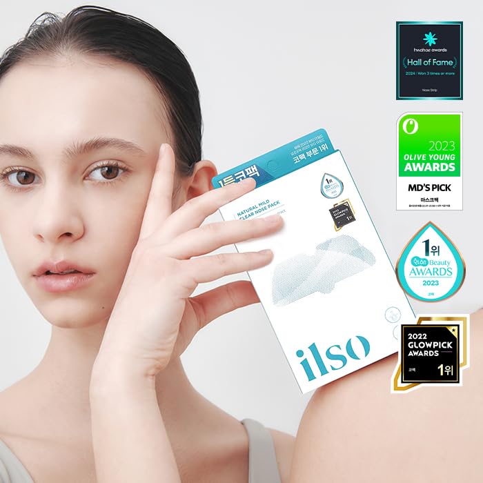 ilso Natural MILD Clear Nose Patch/Blackhead Remover for Nose/Targets PORES & PIMPLES/Facial Skin Care/Dermatologist Approved/Korean Skin Care to Absorb Acne Nose GUNK (5 PCS) - Medaid International