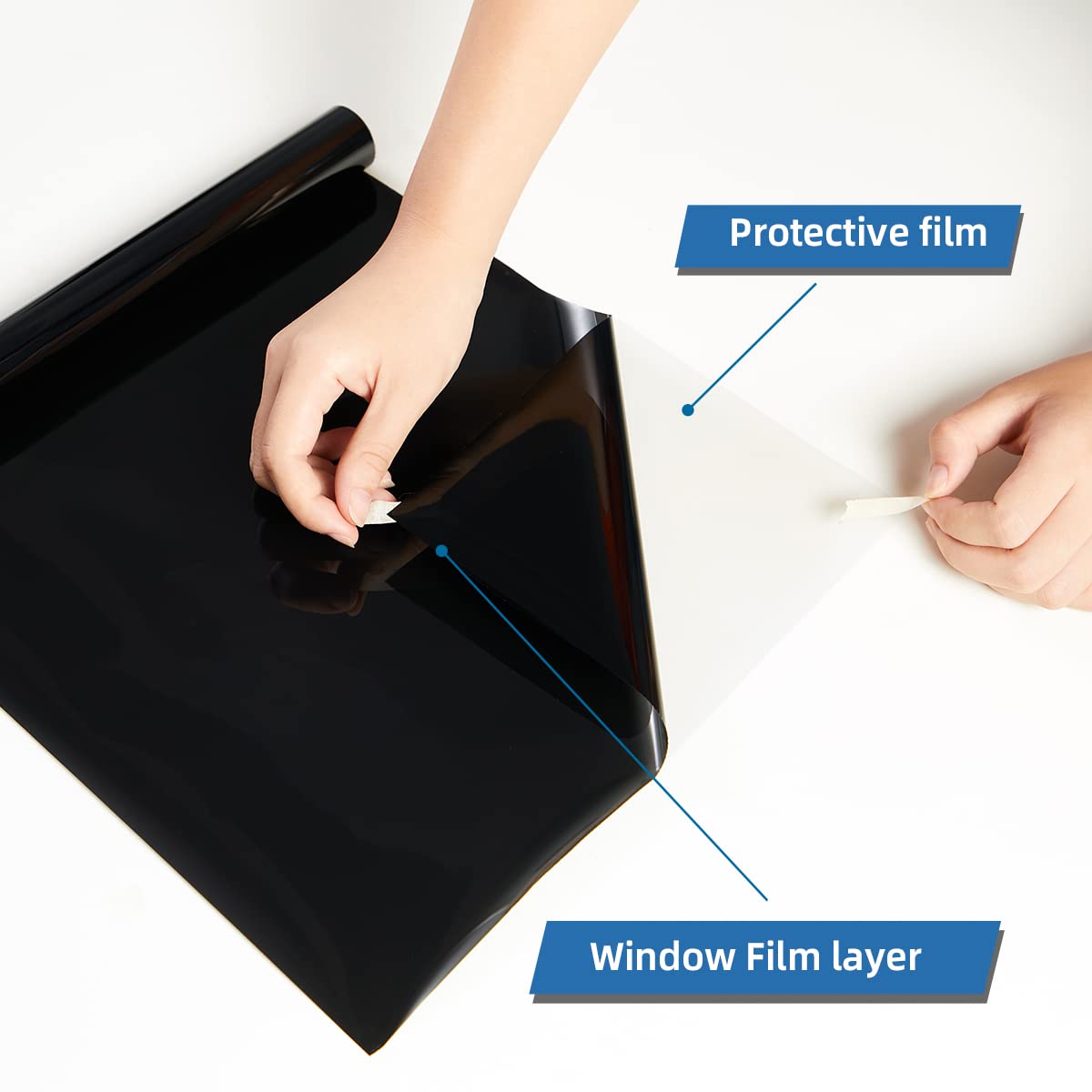 Heat Control Window Film, Window Tint Sun Blocking Blackout and UV Protection, one-Way Privacy Mirror Reflective Film,Explosion-Proof Premium PET Material Cosmic Black, 17.5 Inch x 6.5 Feet - Medaid International