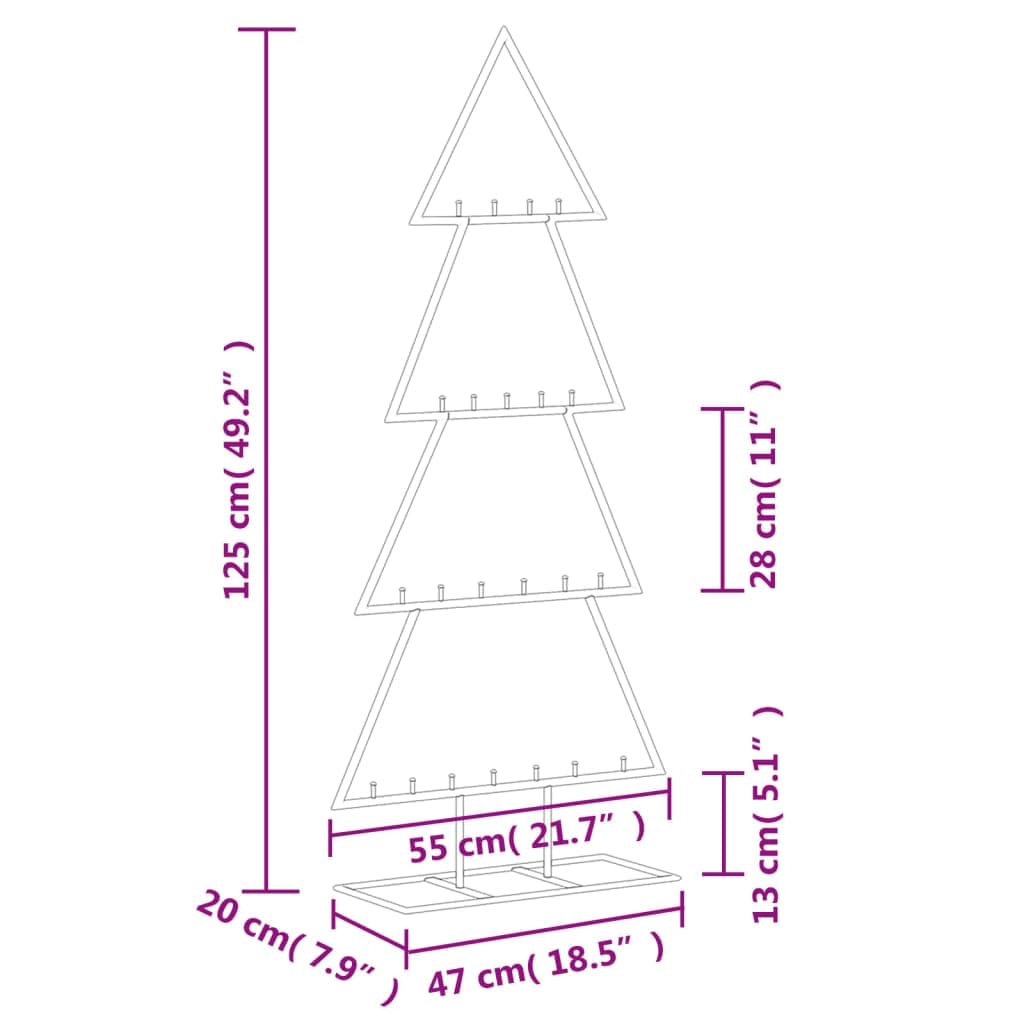 vidaXL Metal Christmas Tree Black Powder-Coated Steel Medium Hooks - Medaid International